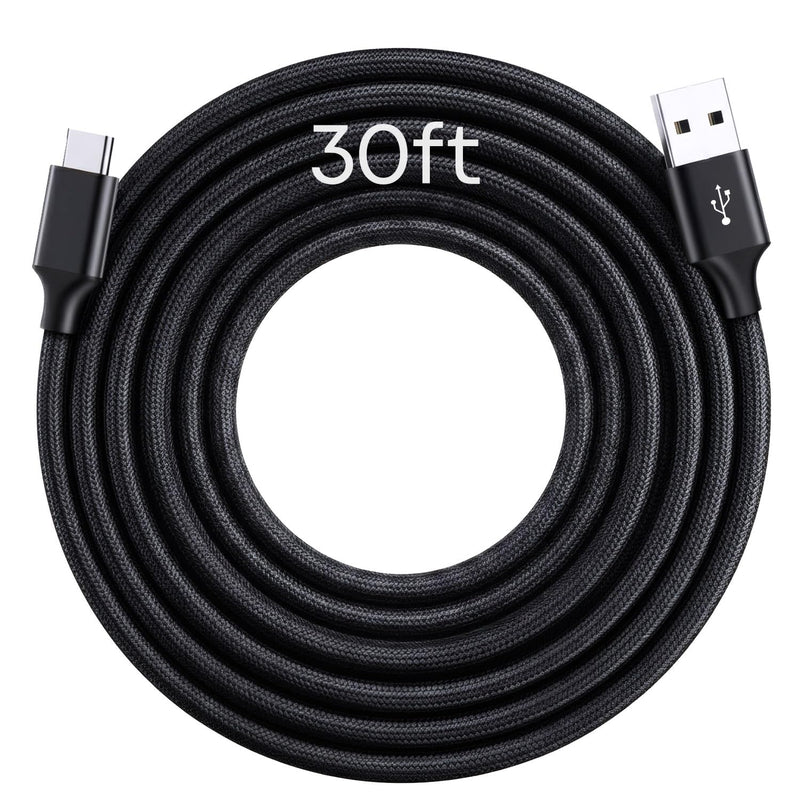 30 Ft USB A to USB C Cable, [Charge Only/No Data] 60W Nylon Braided USB to USBC Charger Cord, Extra Long USB to USB C Cable for iPhone Series, iPad, Samsung Galaxy, Tablets, Laptops and More 30Ft