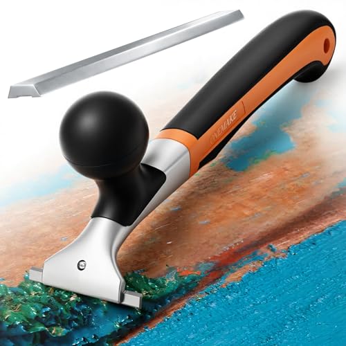 Onemake 2-1/2" Heavy-Duty Premium Ergonomic Carbide Scraper Tool, Removal on Dry Glaze, Stains, Putty, Scratches, Rust, Paint, Glue, Varnish, Resin, Carbide Scraper with Blade & 1 Replaceable Blade