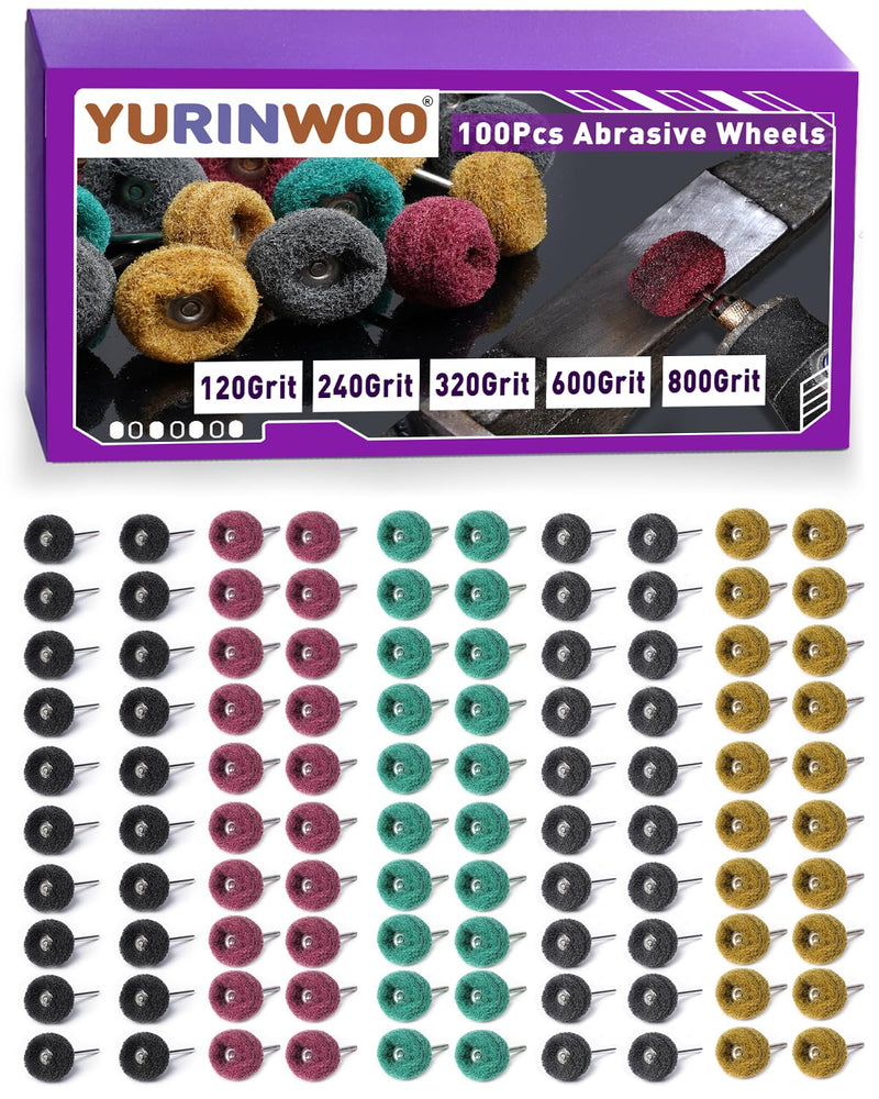 100 PCS Abrasive Buffing Wheels for Dremel, Thickened Polishing Kit 1/8 Inch Shank for Rotary Tool Accessories, Polishing Wheel Set for Metal Rust Wood Glass Watch Brass 100pcs abrasive wheels