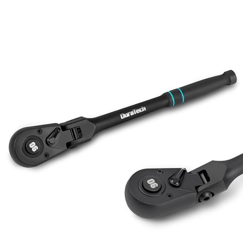 DURATECH 1/2-Inch Flex-Head Ratchet, 90-Tooth Quick-Release Ratchet Wrench 1/2"(Black)