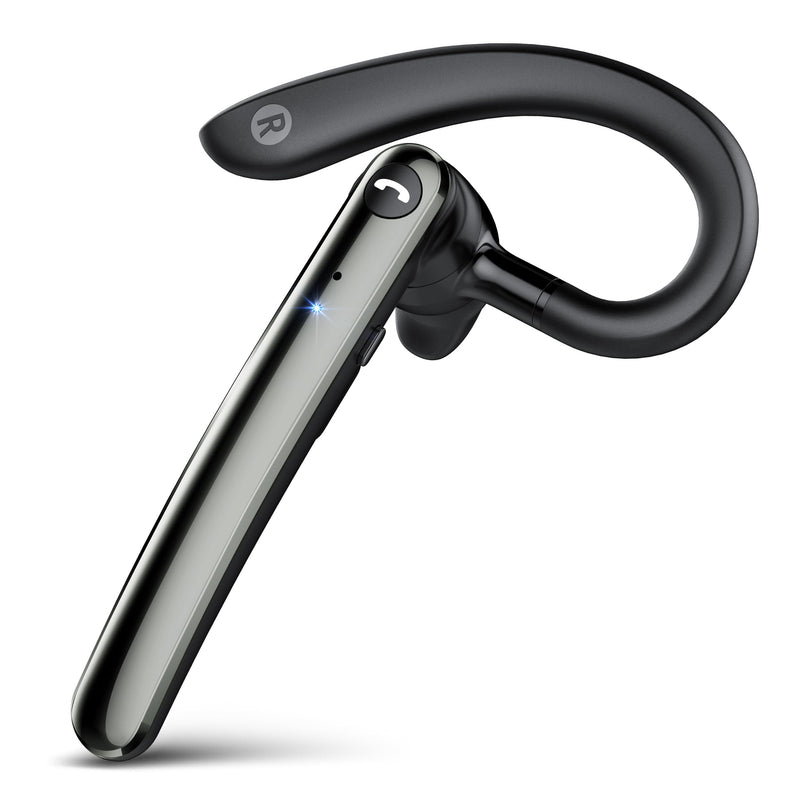 Bluetooth Headset, Wireless Bluetooth 5.4 Earpiece with 10Hrs Hands Free Talk Time, Single-Ear Headset with Noise Canceling Mic, Dual Pairing Headphones for Business/Office/Driving/Trucker/Android/iOS Black