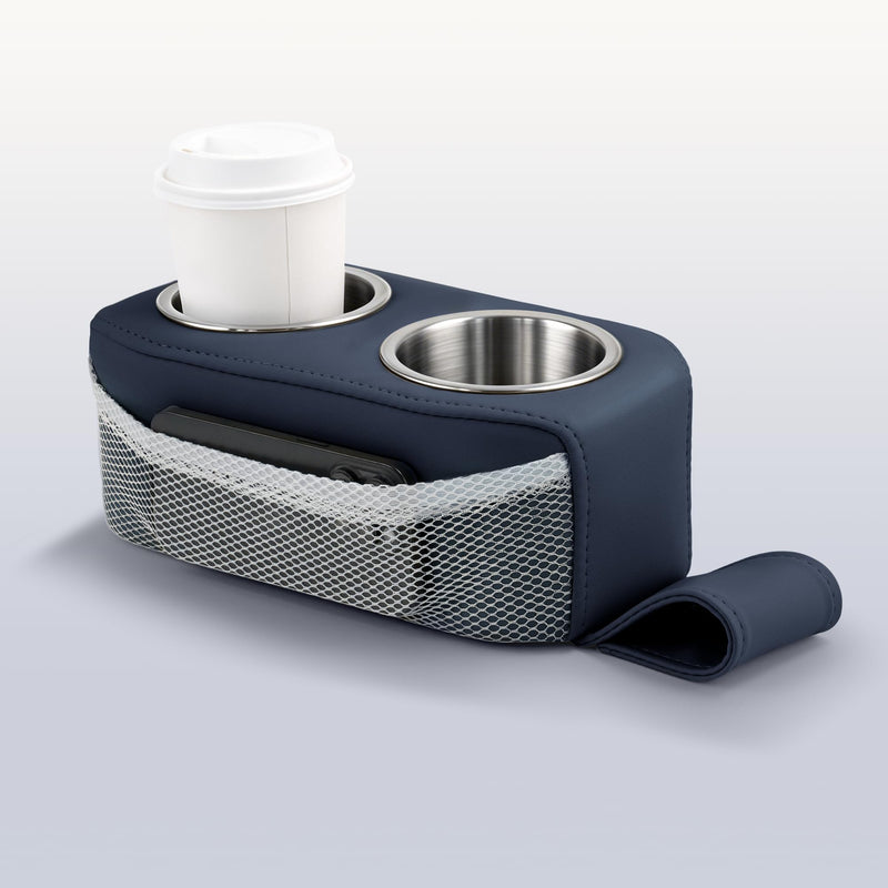 Pontoon Cup Holder, Stainless Steel Double Drink Holder with Side Pocket, Pontoon Boat Cup Holders for Boat Seat,RV,Car（Blue） Blue