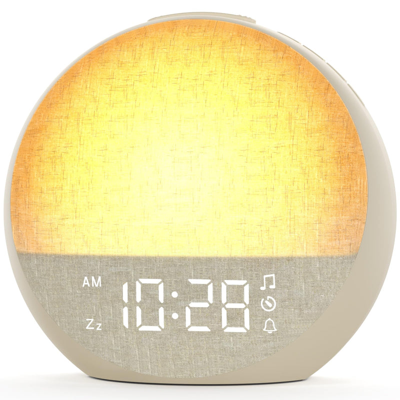 Sunrise Alarm Clock, White Noise Sound Machine with 30 Soothing Sounds, Dimmable Night Light, Natural Sunlight Lamp Gentle Wake Up Light for Bedrooms, Kids, Heavy Sleepers Adults, Baby, Ideal for Gift Putty
