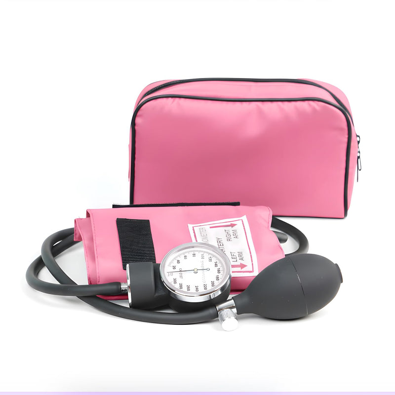 Professional Aneroid Sphygmomanometer, Blood Pressure Monitor with Adult Cuff & Carrying Case – Accurate, Portable, Clinically Validated for Home & Medical Use (Pink) Pink