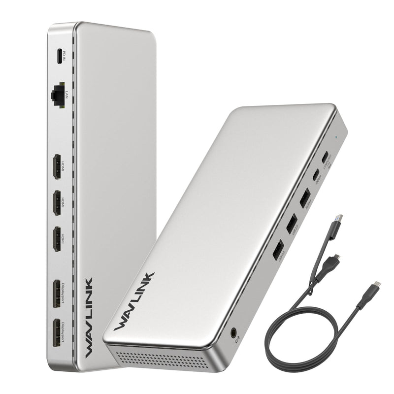 WAVLINK Laptop Docking Station, SM770 Dock,Triple HDMI, Dual DisplayPort | Triple 4K@60Hz, 100W PD in, USB-C/A 10Gb, 2.5G Ethernet, Compatible with macOS/Windows, Required SMI Driver & Host USB 3.2 UG77PD1(no charger)