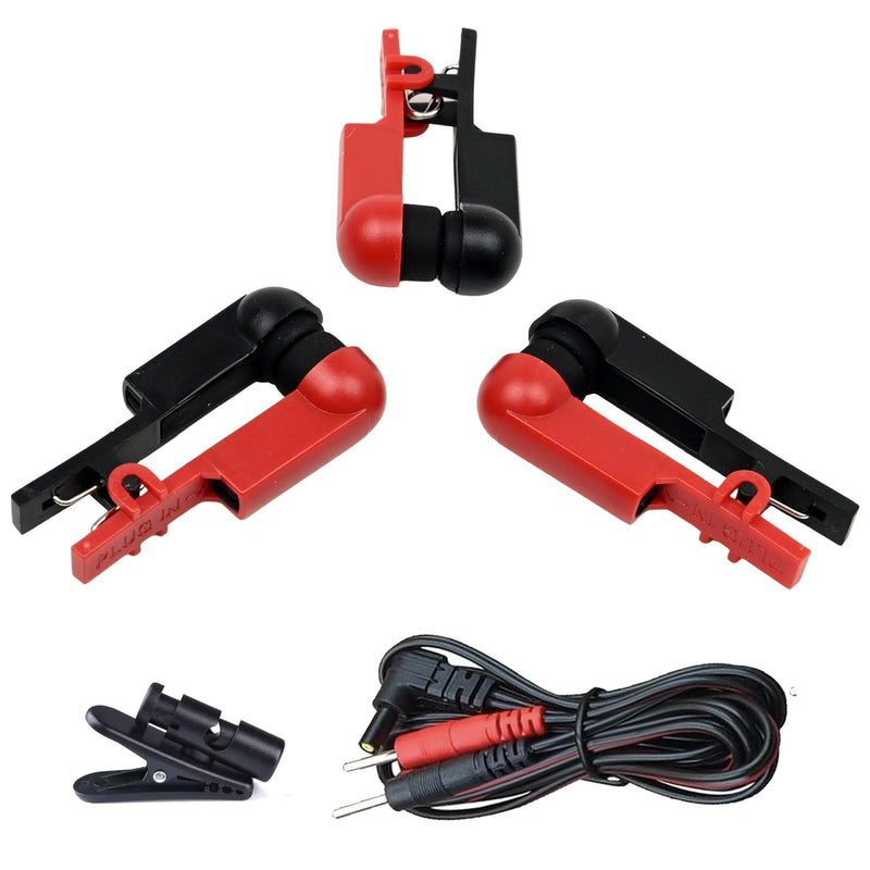 Double-Sided Rubber Clip Electrode, Soft Rubber Head, Red/Black, Long-Lasting Anti-Loosening Version (Set of 3)