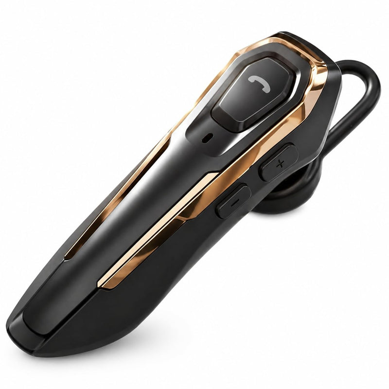 Hands-Free Bluetooth Headset V5.4, Bluetooth Earpiece Noise Canceling | 36Hrs Talk Time, Single Ear Headset for Work, Lightweight Wireless Earpiece with Mic (Gold) Gold
