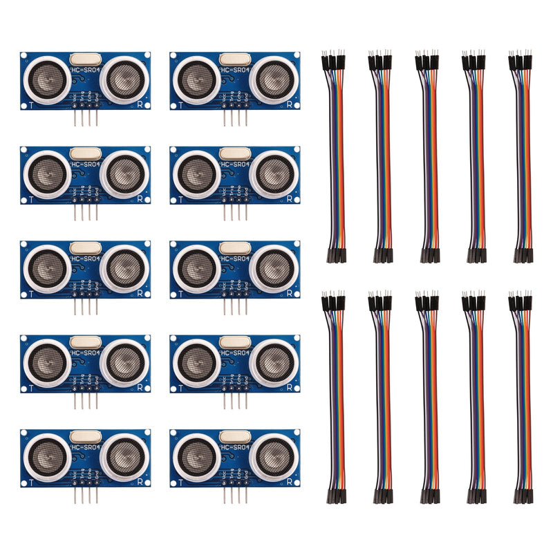 10PCS HC-SR04 Ultrasonic Distance Sensor Kit Waterproof High Precision Low Power Consumption Integrated for Ar duino U NO M EGA Rasp Berry P i High Precision Robot X Bee Zig Bee with 10 Du pont Wires