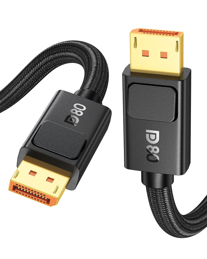 Silkland 80Gbps DisplayPort Cable 2.1 10FT, [Secure Latch], [16K@60Hz, 8K@240Hz, 4K@480Hz 240Hz] Display Port Cord, Ultra High Speed DP80 HDR DSC1.2a for FreeSync G-Sync Gaming Monitor 5090 7900XTX 10 Feet