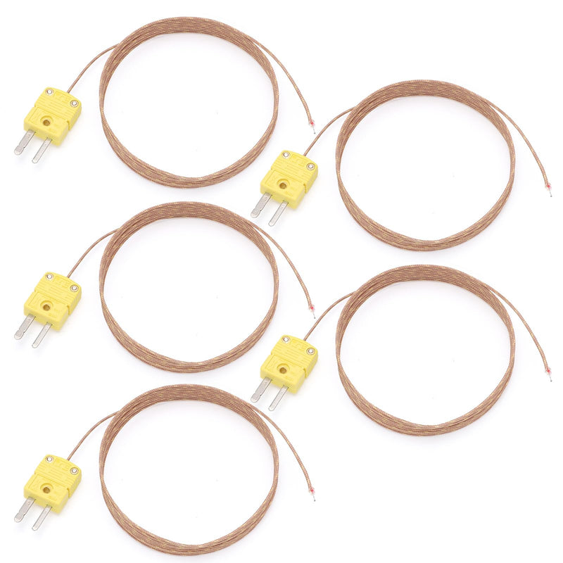 DROK High Accuracy K Type Thermocouple Probe - 5 Pack Type K Temperature Probes & Sensors for Thermocouple Thermometer, 2 Meters Long Measure Range -40°C~480°C (-40°F~896°F) 2m