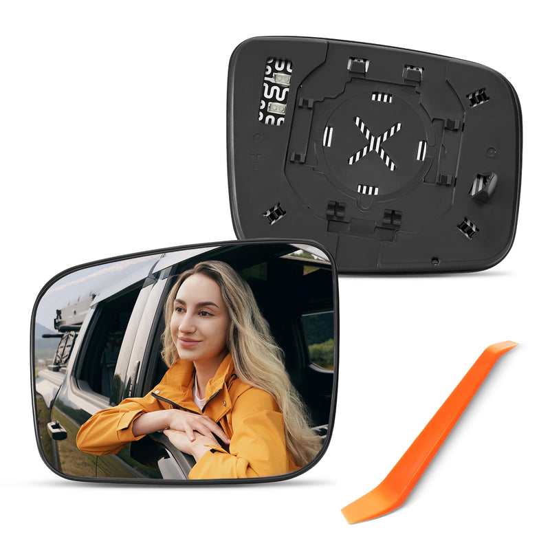Compatible with Nissan Rogue Driver Side Mirror 2008 2009 2010 2011 2012 2013 2014 2015, Nissan Rogue Select 2014 2015, Left Side Mirrors Replacement Glass with Backing Plate, Power Heated Driver Side(LH)