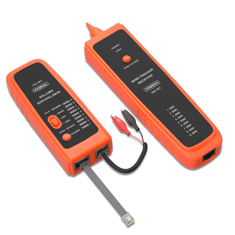 Ethernet Tester and Tracer for CAT5/CAT5E/CAT6/CAT6A/CAT7/UTP&STP | RJ45/RJ11, Digital Signal, Network Cable Verification, Polarity & Continuity Tester, Adjustable Sensitivity, Headphone Jack
