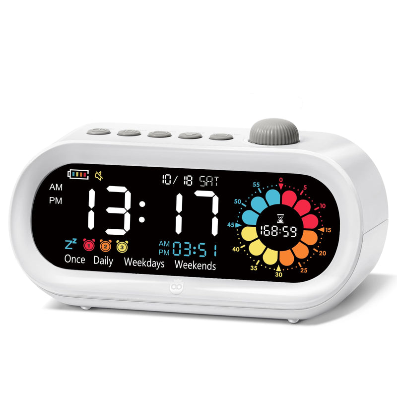 Mooking Alarm Clocks for Bedrooms, Digital Visual Timer for Kids, Rechargeable 199-Minute Silent Countdown Timers, Focus & Smoother Routines, Fitness Baking Studying Teaching White
