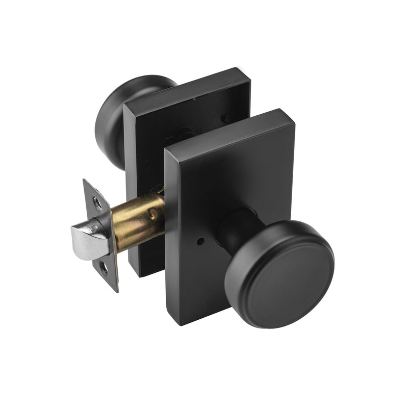Black Door Knobs for Bath & Bed, Privacy Pismo Doorknob, Heavy Duty Door Knob with Lock 1 Rectangle Black