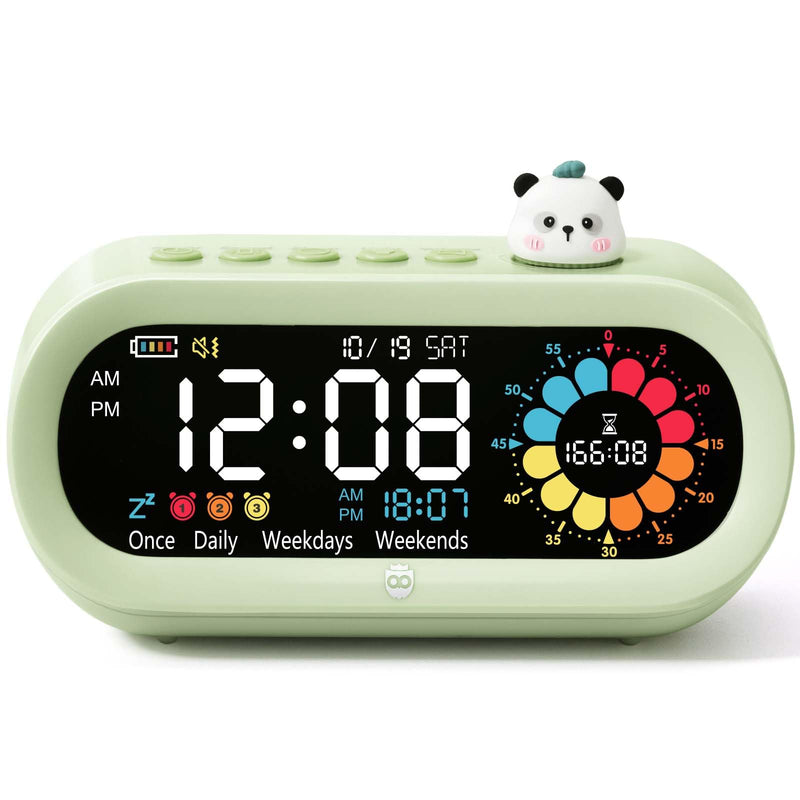 Mooking Digital Alarm Clock for Bedroom, Visual Timer for Kids, 199 Minute Rechargeable Digital Clock with Timers for Home School Supplies Study Teaching Time Timer Management Tool Countdown Timers Green