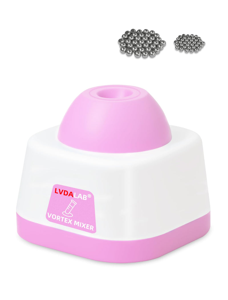 Mini Vortex Mixer, Nail Polish Shaker, Hobby Vortex Paint Mixer, 3500RPM Model Paint Shaker for Gel Polish, Acrylic Paints, Eyelash Adhesives, Tattoo Ink, 120PCS Stainless Steel 304 Mixing Balls(PINK) PINK