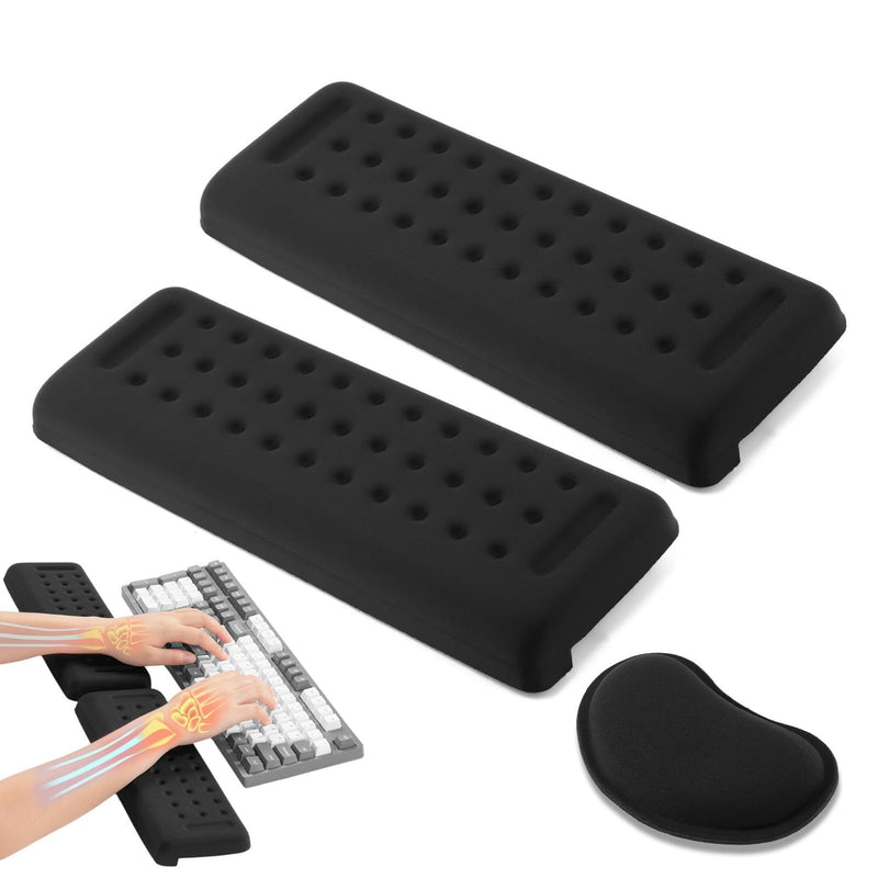 2 Pcs L-Shaped Desk Edge Cushion,with 1 PC Mouse Wrist Rest Ergonomic Keyboard Wrist Rest with Non-Slip Base Comfortable Typing for Long Hours of Work Gaming Studying