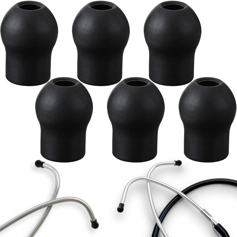 6pcs Stethoscope Ear Tips Replacement, Silicone Stethoscope Ear Pieces, Noise Reduction Earplugs Soft-Sealing Earbuds for Doctors, Compatible with 5MM Stethoscopes - Black Black, 6pcs