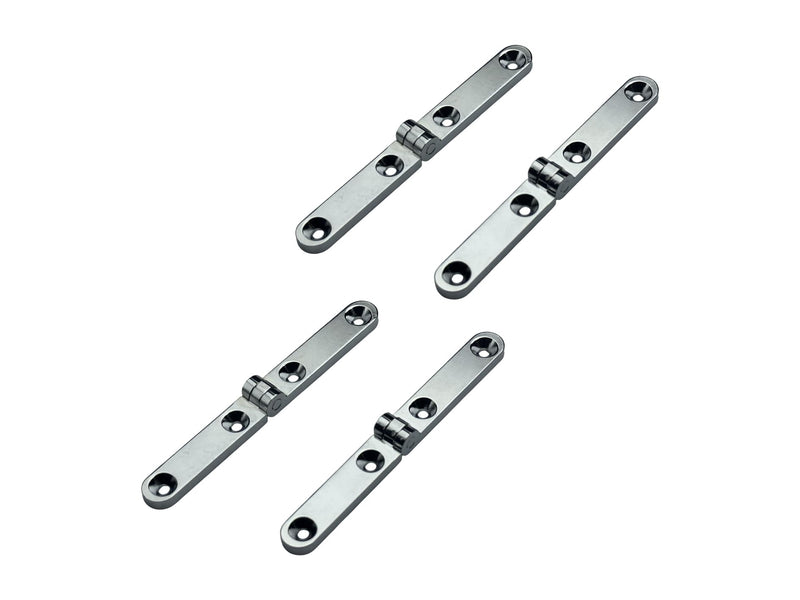 QCAA Solid Brass Heavy Jewery Box Side Rail Hinge, 180 Degrees, 72 x 8 x 3mm (2.83" x 0.31" x 0.118"), Polish Chrome, Made in Taiwan, 2 Pair (4 PCS) 2 PRS Polish Chrome(180 degrees)