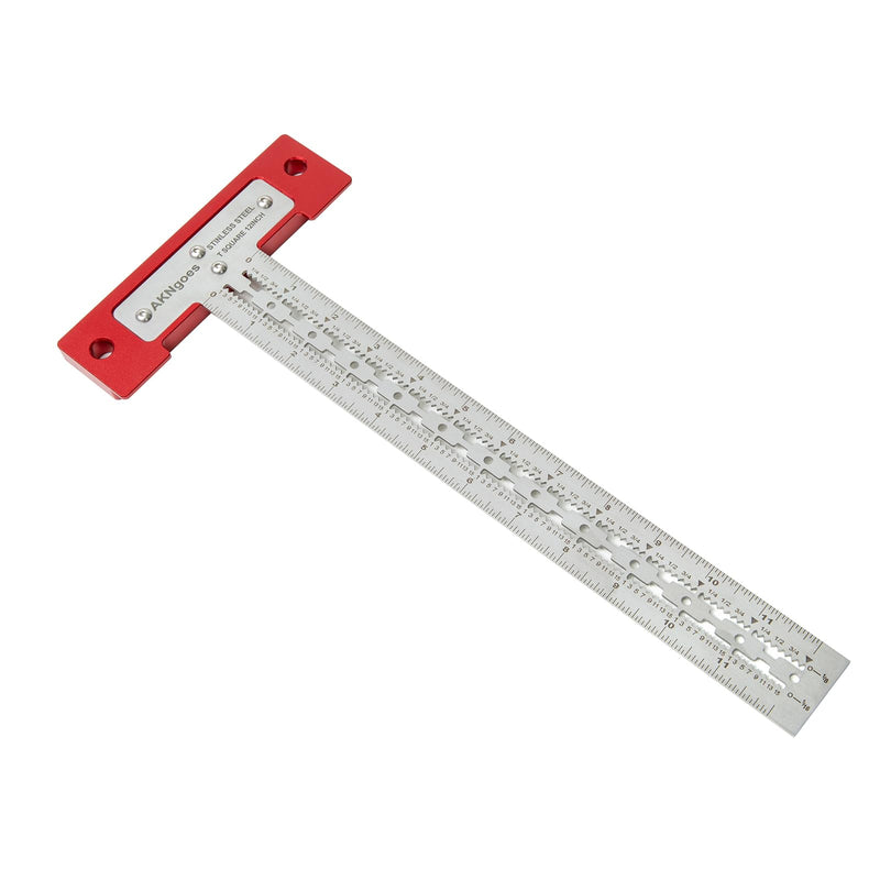 Precision Scriber T Square Ruler, T Square with Support Lips, Built in Scribe Notches, Stainless Steel Architect Ruler for Carpenter Work, Layout and Measuring Tools - 12inch 12 Inch