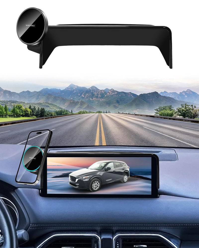 SKYLOTEC Magnetic Charger Phone Mount for Mazda CX-5 2021-2025 Accessories | CX5 CX 5 Accessories, 10.25-Inch Screen Car Cell Phone Mount, for 15W Wireless Charger MagSafe iPhone Samsung Magnetic Wireless Charger