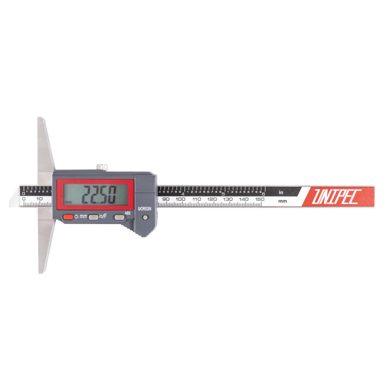 Absolute Digital Depth Caliper 0-150mm / 0-6", ±0.02mm Accuracy, 0.01mm/0.0005" Resolution, Electronic Depth Gauge with Locking Dial, Precision Measuring Tool for Machining & Inspection Depth 6"