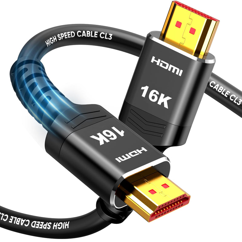 Highwings 16K 10K 8K HDMI Cable 6FT, 8K@120Hz 144Hz HDMI 2.2 Cord Ultra High Speed 96Gbps, Durable, Flexible, for Gaming Monitor, Game Console, Graphics Card, Streaming Media, TV, Ethernet, SoundBar 6 feet 16K@60Hz Black