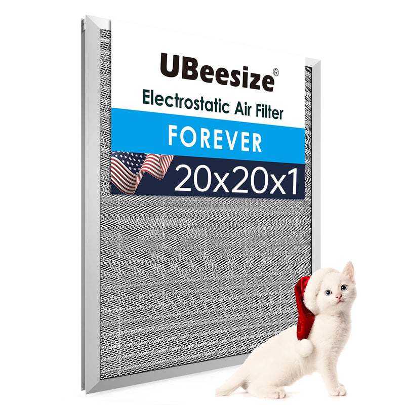 UBeesize 20x20x1 Reusable Air Filter - Washable, MERV 8,Permanent, Electrostatic - Lasts a Lifetime - Enjoy Fresher Air in Home and Office HVAC AC Furnace Systems (Actual Size: 19.75x19.75x0.8 Inch) 19.8" x 19.8" x 0.8"