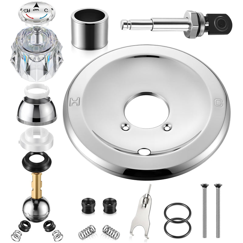 Shower Handle Renovation Repair Trim Kit Compatible with Delta RP6046, Single Handle Trim Kit Compatible with Delta 600 Series Shower Valve(Knob,Chrome) Chrome Knob
