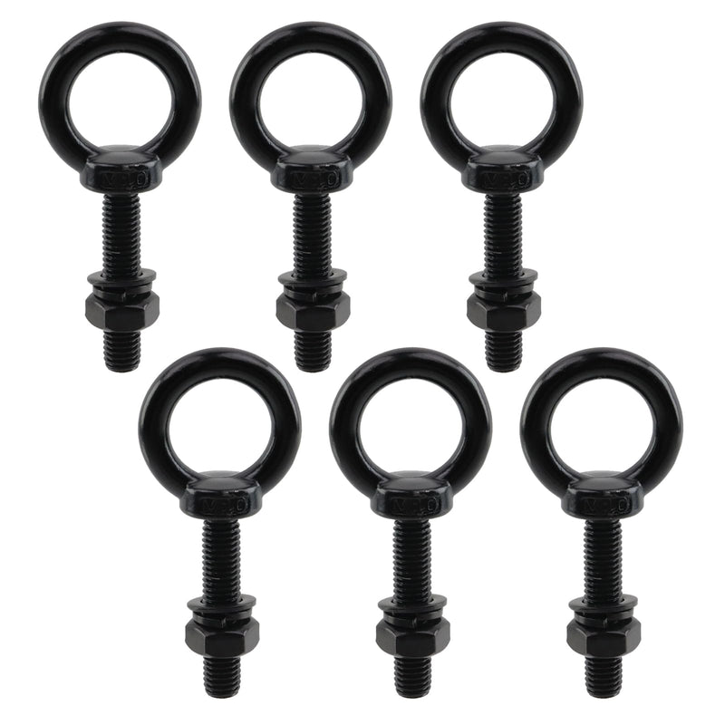 Antrader Lifting Shoulder Eye Bolts, M10 Stainless Steel Machinery Shoulder Lifting Eye Bolt with Lock Nuts,Lock Washers,Flat Washers,M10 x 50mm,Black,6 Sets M10 x 50mm