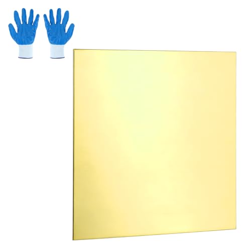MECCANIXITY Brass Sheet, 8" X 8" 18 Gauge(1mm) Thickness H62 Brass Metal Plates Thin Metal Sheets with Gloves for Craft DIY Model Jewelry Electrical Repair Industrial, Pack of 1, Gold 8" x 8" 18 Gauge(1mm)