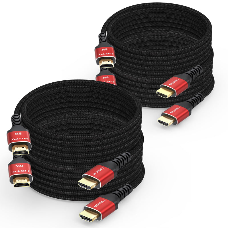 8K HDMI Cables 10 FT 4-Pack(Red, easy identification), HDMI 2.1 Gaming Cord, Support 8K@60Hz, 4K@120Hz, Dynamic HDR10+, SBTM, VRR, QFT, ALLM, 3D, HDCP 2.3 for PS5, Xbox, TV, PC, Monitor, Graphics Card Red 10FT