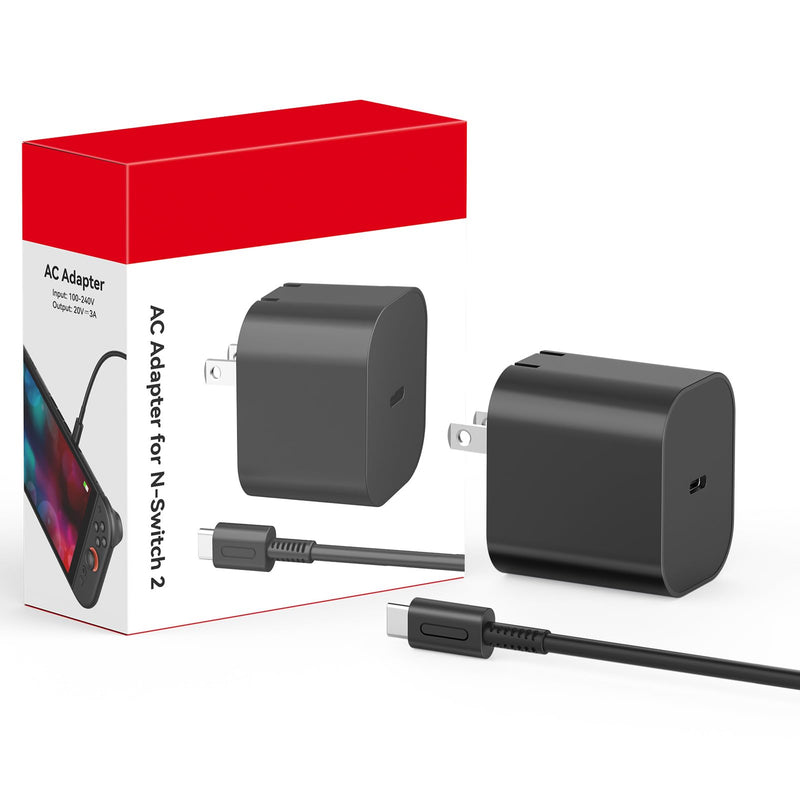 60W Charger for Nintendo Switch 2, 20V 3A AC Adapter with 5ft Cable | Fast Charging Compatible with Switch/OLED/Lite/Steam Deck, Support 4K TV Mode, Foldable Plug,Original Quality