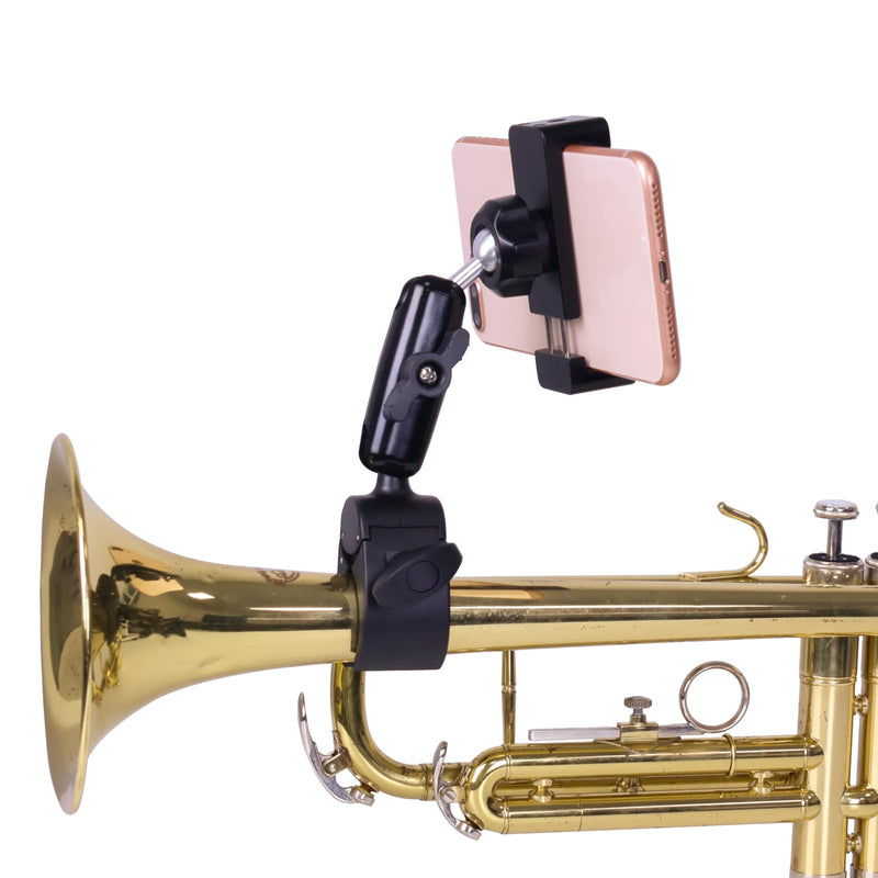 Trumpet Lyre Phone Music Holder – Adjustable Cornet Smartphone Mount, Marching Band Sheet Music Clip for iPhone 16 Pro Max, Galaxy, All 4-7" Smartphone