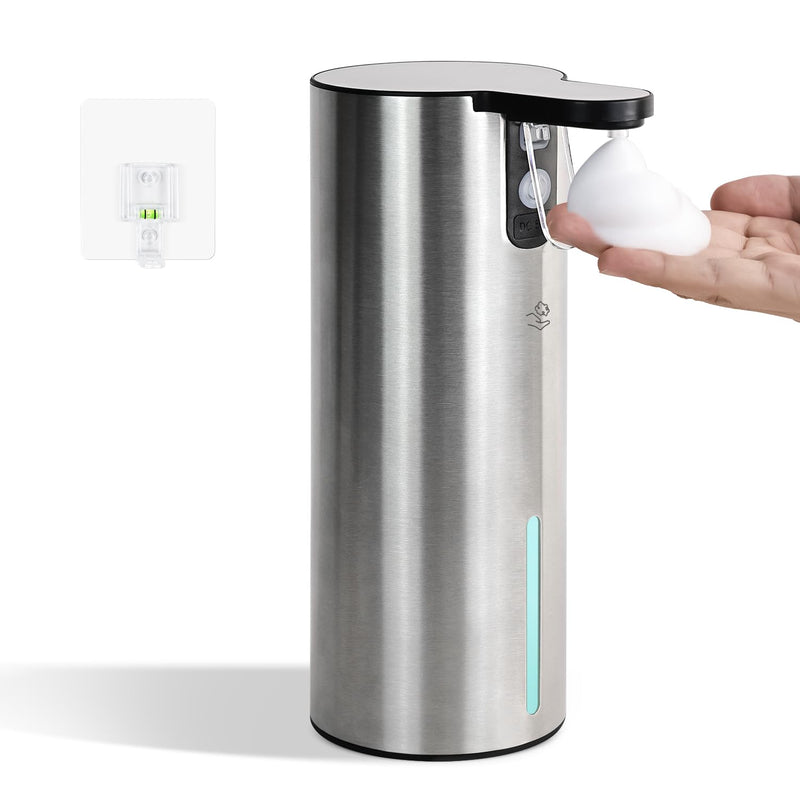 LAOPAO Electric Foaming Soap Dispenser, Rechargeable Touch Foam Hand Soap Dispenser for Bathroom, Stainless Steel Press Soap Pump for Kitchen, Water-Resistant, Xmas Gift
