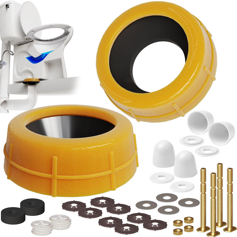 NEEXAN Extra Thick Toilet Wax Ring Kit with Brass Bolts and Caps, 2-Pack | Extra Thick Wax, Brass Bolts Included, Fits 3-inch and 4-inch Drains, Leak-proof Seal. 14