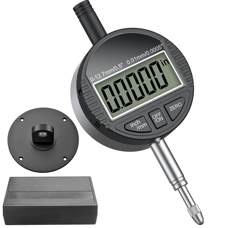 HDLNKAK Electronic Digital Dial Indicator Gauge 0-12.7mm/0.5” Inch/Metric Conversion, High Precision Probe with 0.01mm/0.0005” Resolution for Testing. 0.5”Dial Indicator