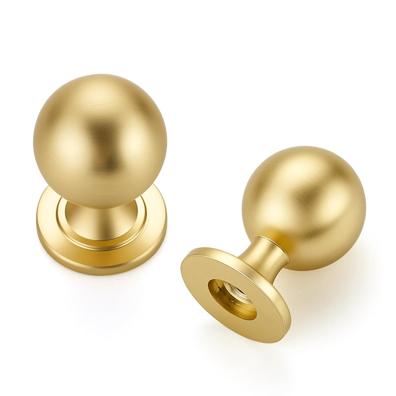 12 Pack Brushed Gold Cabinet Knobs, Round Ball Knobs for Kitchen Cabinets, Drawers, 0.85 Inch 12