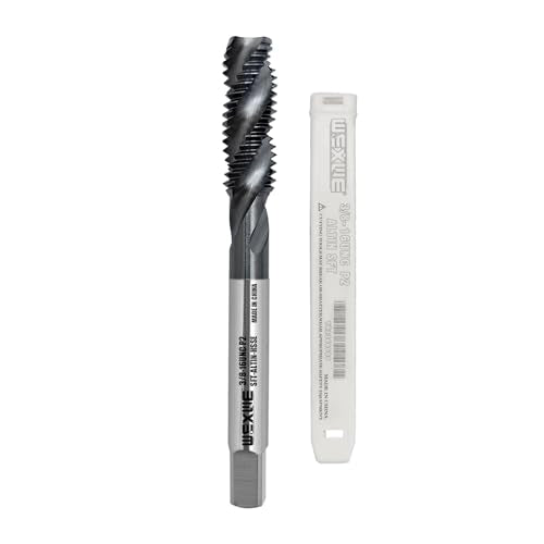 Taps 3/8-16UNC AlTiN Coating Spiral Flute Thread Tap,CNC Machine Threading Tap High Speed Steel Cobalt(HSSCo), Round Shank with Square End, H2 Tolerance (3/8-16UNC 1PC) ST-5 3/8-16UNC Spiral Flute 1pc