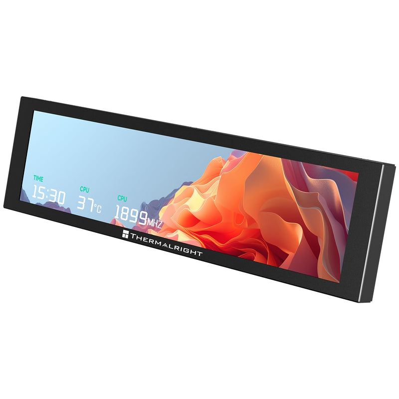 Thermalright Trofeo Vision 9.16 LCD Black, 9.16-inch Full-Color LCD Magnetic Display Screen, 1920x480 Resolution, Easy to Install,Master CPU/GPU Temperature(Black)
