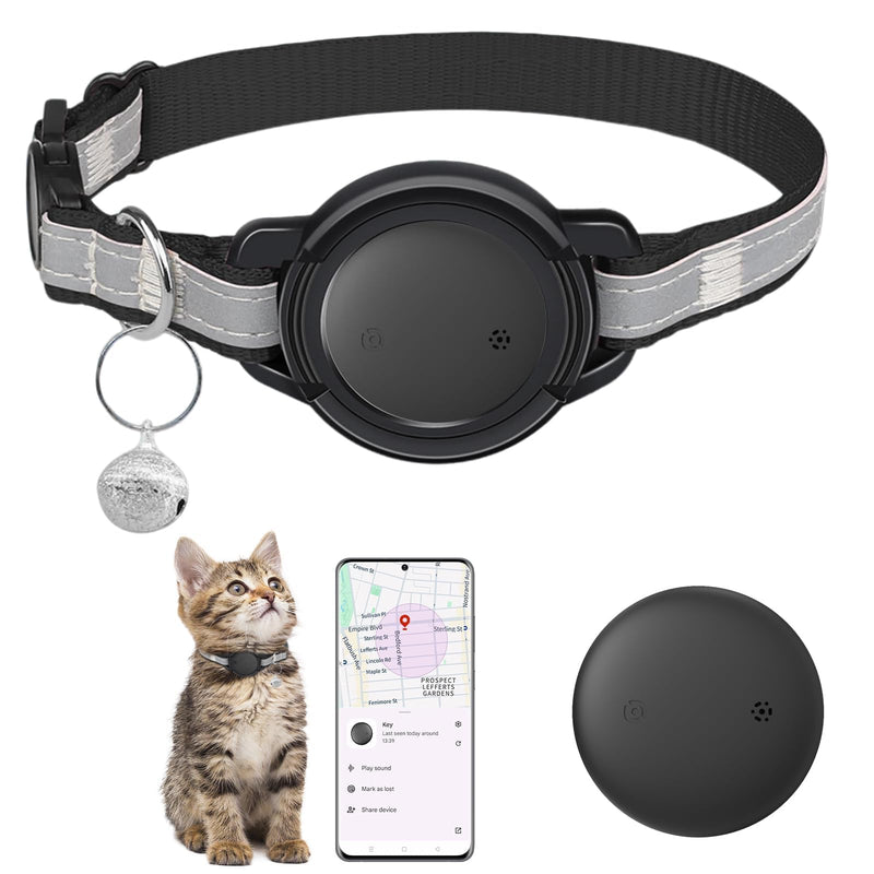 Google Cat GPS Tracker Collar (Android Only) Smart Cat Activity Tracker | Certified Mini Pet Finder Tag, Anti-Lost, No Subscription, Works for Pets, Vehicles & Items – 1 Pack Black
