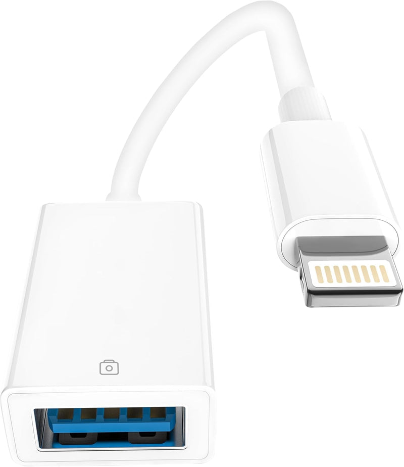 USB to Lightning Adapter, Lightning Male to USB Female iPhone Adapter for iPhone 14 13 12 11 Pro Max X XS 8 7,iPad,iPhone Camera OTG Adapter Support Connect Camera,Flash Drive,Mouse,Card Reader