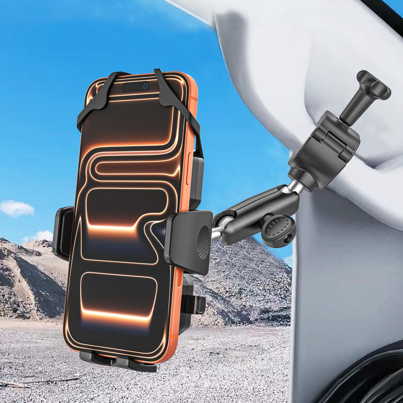 Truck Phone Mount for A Pillar Grab Handle [Anti-Shake] Metal Adjusting Arm Phone Holder Clip for Car, Semi Truck, Pickup, SUV, Van, Tractor, Excavator, Front Loader, Fit for iPhone 17 16 15