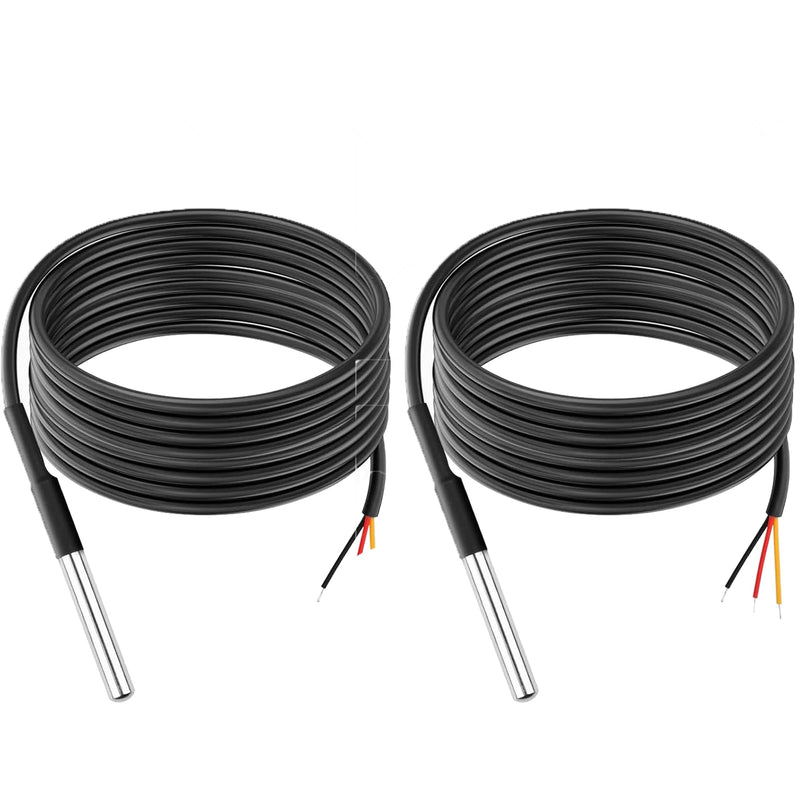 Diymore 2pcs 10M DS18B20 Temperature Sensor Temperature Probe Stainless Steel Package Cable Waterproof Digital Thermostat Sensor Compatible with Arduino,Raspberry Pi and Shelly
