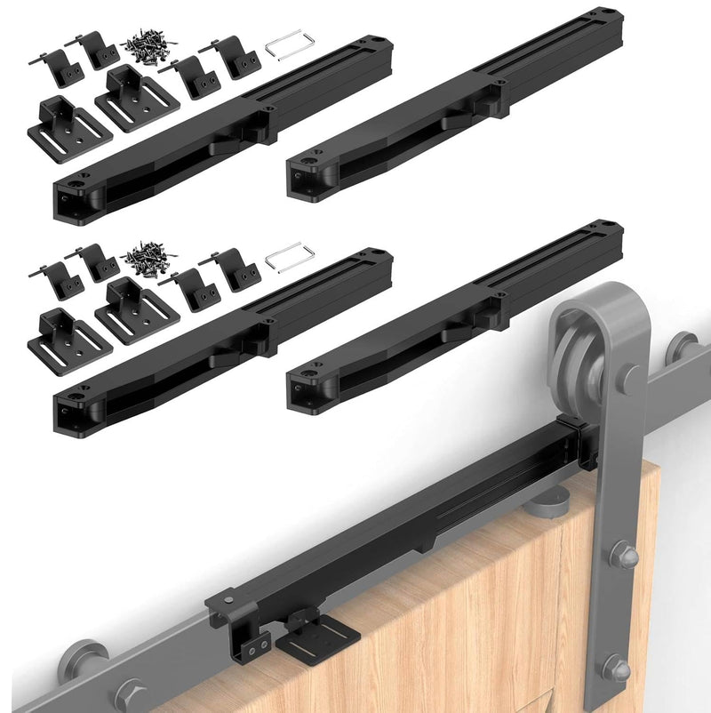 Barn Door Soft Close Kit,Matching 88-132 Pounds Single Door,Barn Door Buffer Damper Stopper is Suitable for Most Flat Track Sliding Door Systems,Upgrade Hole-Free Version, 4PCS Black 4Pcs