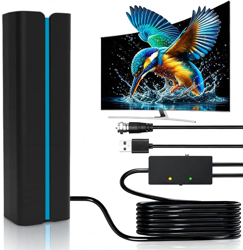 2025 TV Antenna for Local Channels, Long Range Digital HDTV Antenna with Far/Near Gain Switch, 4K 1080P, 360° Omni-Directional, USB Powered, Free Local Channels