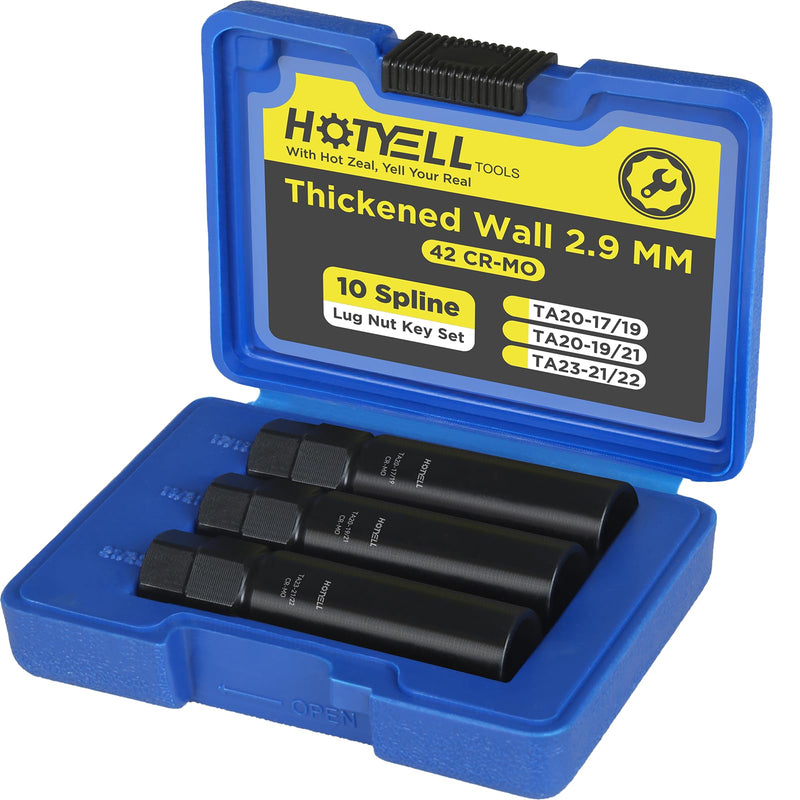 10 Spline Lug Nut Key, Thicker Wall 10-Spline Lug Nut Socket Set, Break-Resistant Wheel Lugnut Removal Tool for Aftermarket Locking Lug Nuts, Compatible with Bimecc Lug Nuts (3 Piece Set) 3 Piece Set