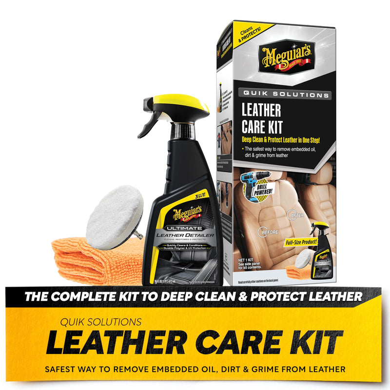 Meguiar's Leather Care Kit,This Car Care Kit Includes a Premium Car Leather Cleaner and Conditioner, Drill Backing Plate, Cleaning Disc, Microfiber to Effectively Deep Clean, Nourish & Protect, Kit
