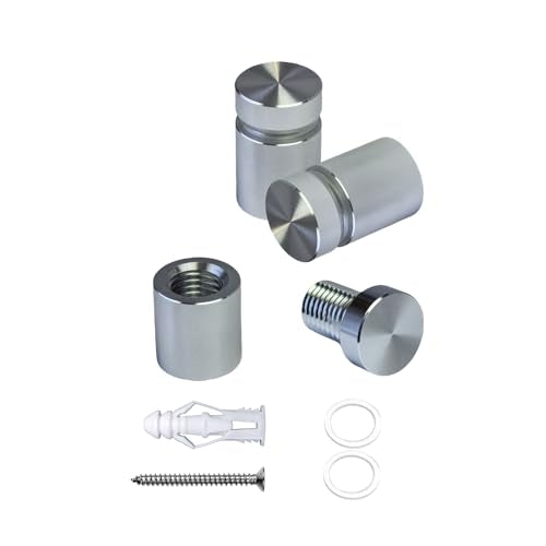 Pack of 12 Aluminum Wall Spacers, Standoff Screws, Sign Standoff Mounting Hardware Glass Standoff for Acrylic Signs (Silver, 1/2" x 1/2") 1/2" X 1/2" Silver