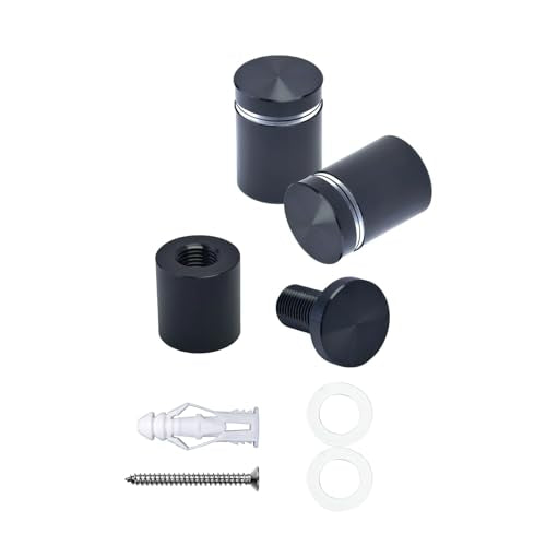 Pack of 12 Aluminum Wall Spacers, Standoff Screws, Sign Standoff Mounting Hardware Glass Standoff for Acrylic Signs (Black, 3/4" x 3/4") 3/4" X 3/4" Black